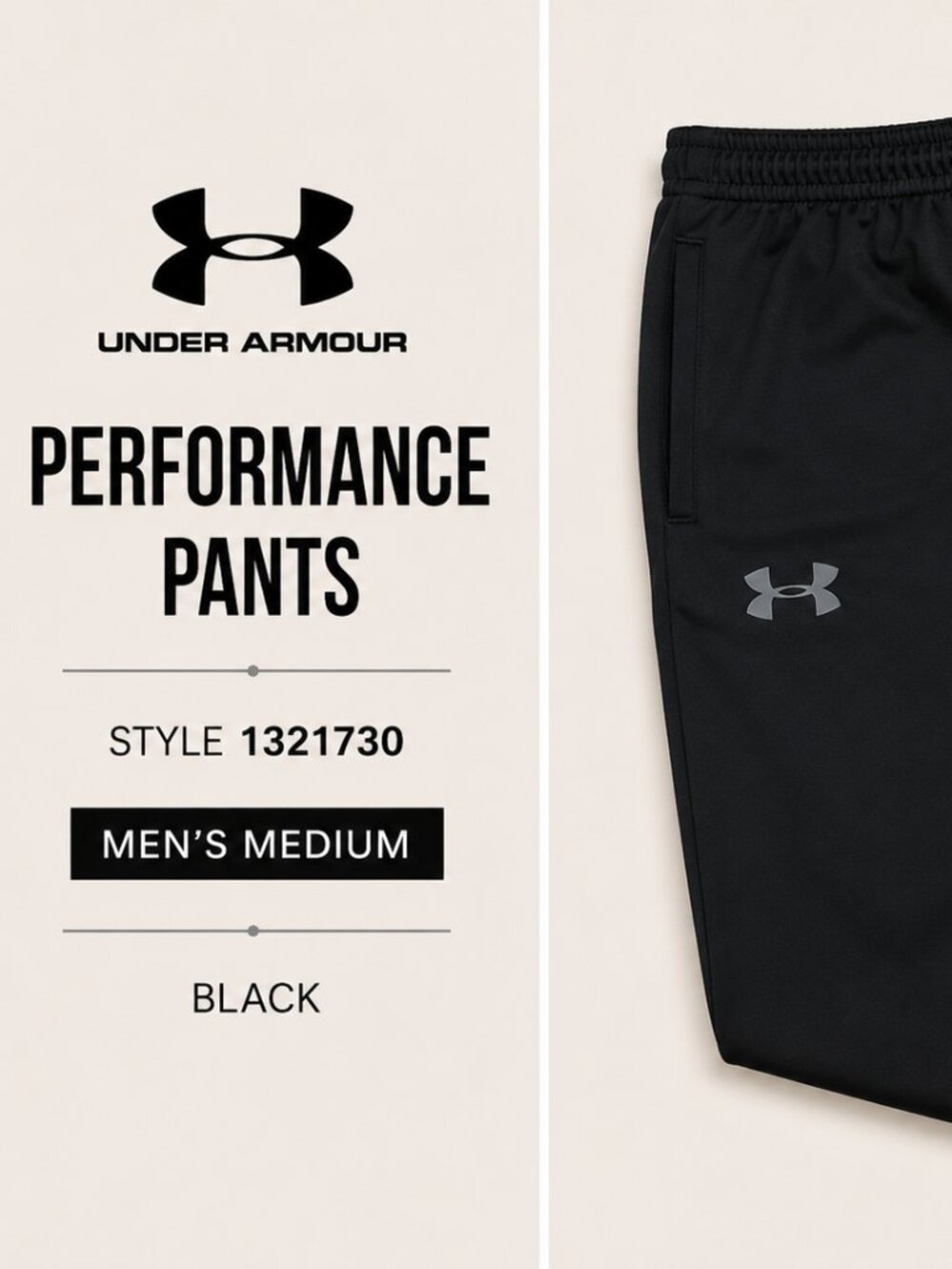 Under Armour Men’s Black Athletic Pants Medium Style 1321730